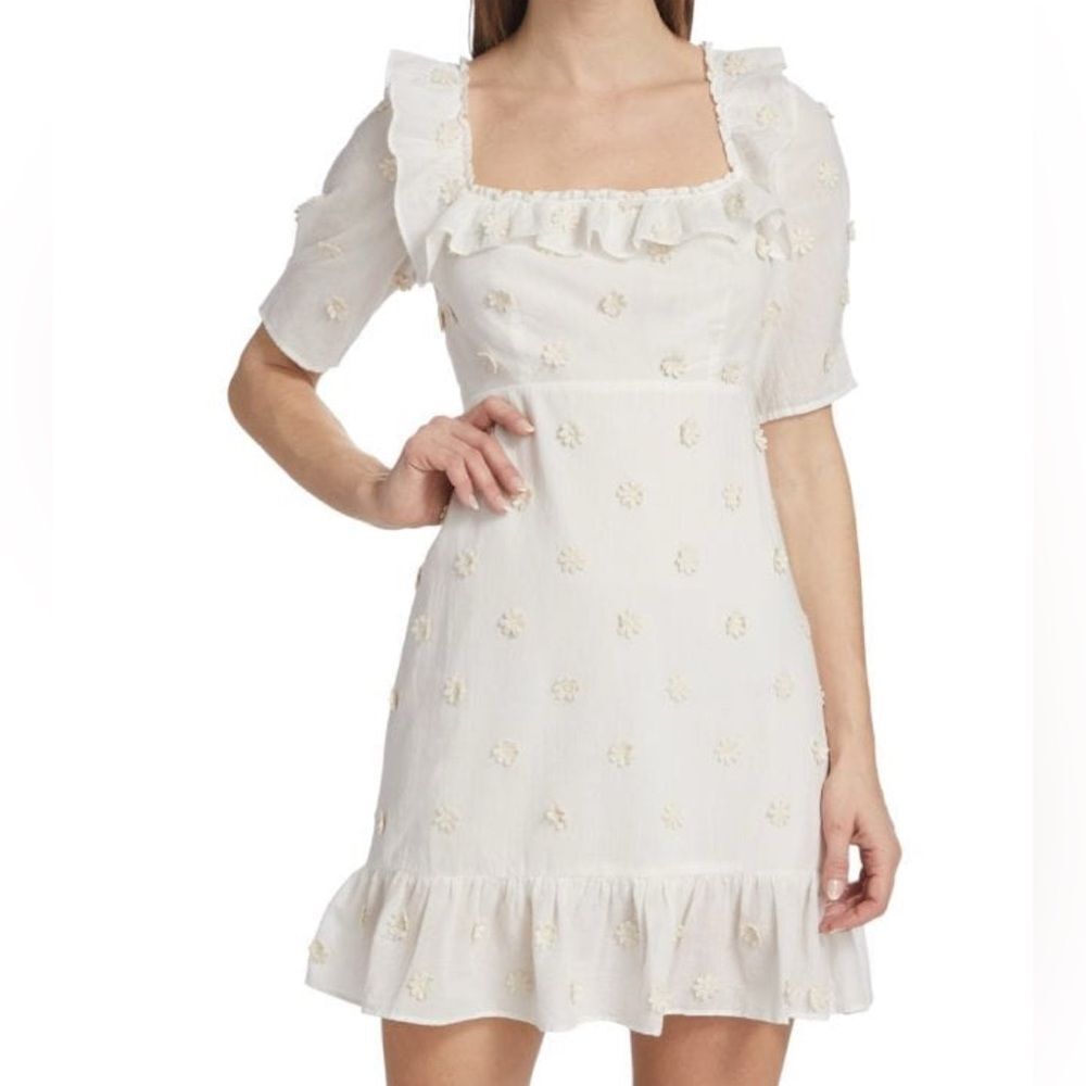 RIXO Camille Floral-Appliqué Minidress NWT Size S